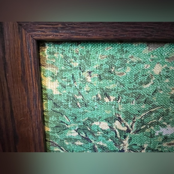 Vintage Woven Framed Art of a Covered Bridge - Picture 3 of 7